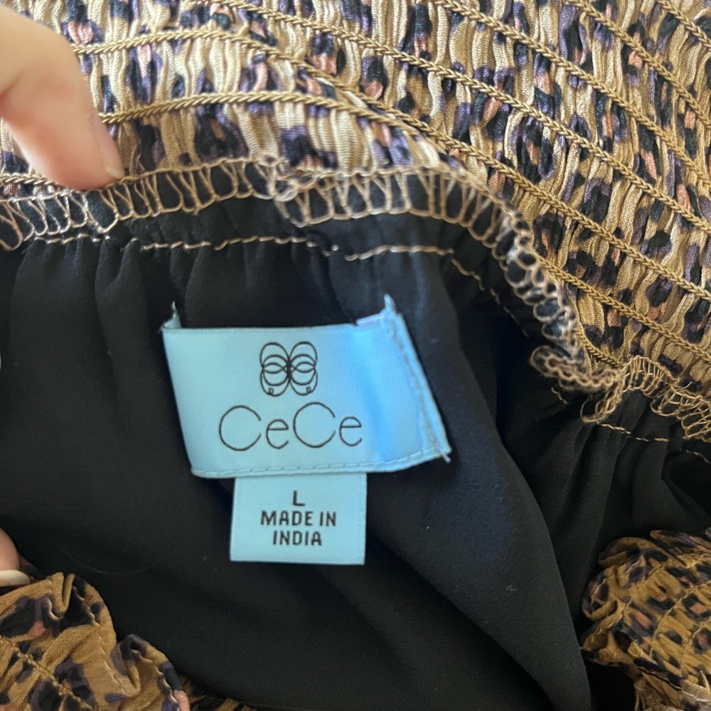 CeCe Cheetah Off the Shoulder Blouse - Picture 3 of 3